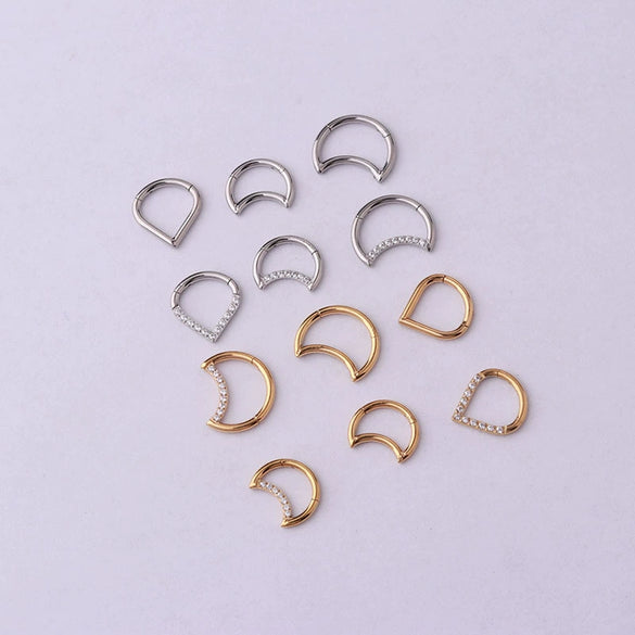 Wholesale Jewelry Stainless Steel Closed Ring Creative Moon And Drop Shape Ear Nose Puncture Ring Electroplated Unisex