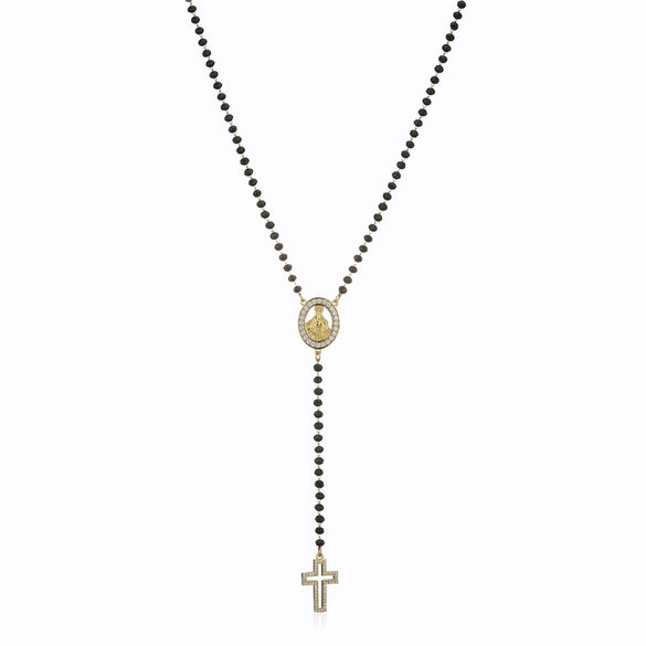 Wholesale Jewelry Stainless Steel Color Stone Virgin Necklace With Geometric Design And Electroplating Treatment