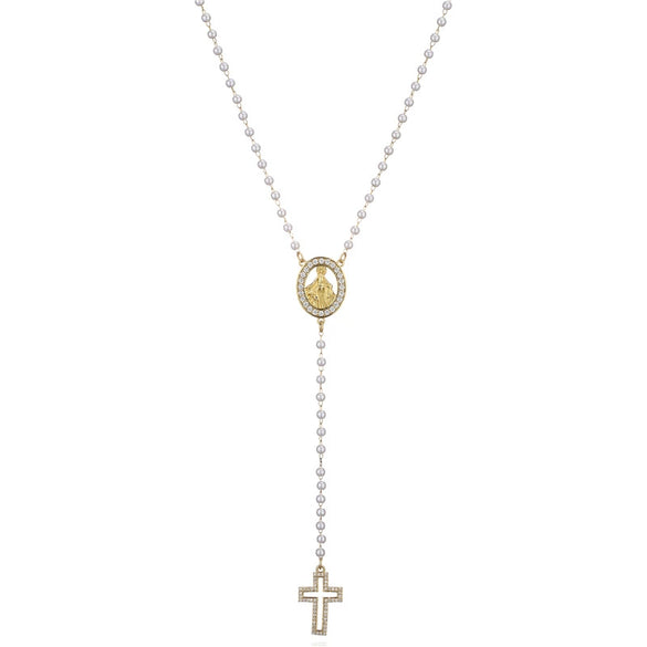 Wholesale Jewelry Stainless Steel Color Stone Virgin Necklace With Geometric Design And Electroplating Treatment