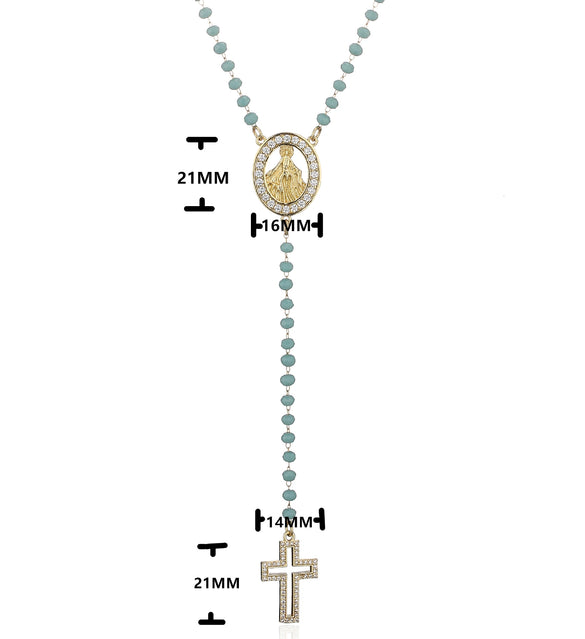 Wholesale Jewelry Stainless Steel Color Stone Virgin Necklace With Geometric Design And Electroplating Treatment