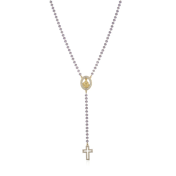 Wholesale Jewelry Stainless Steel Color Stone Virgin Necklace With Geometric Design And Electroplating Treatment
