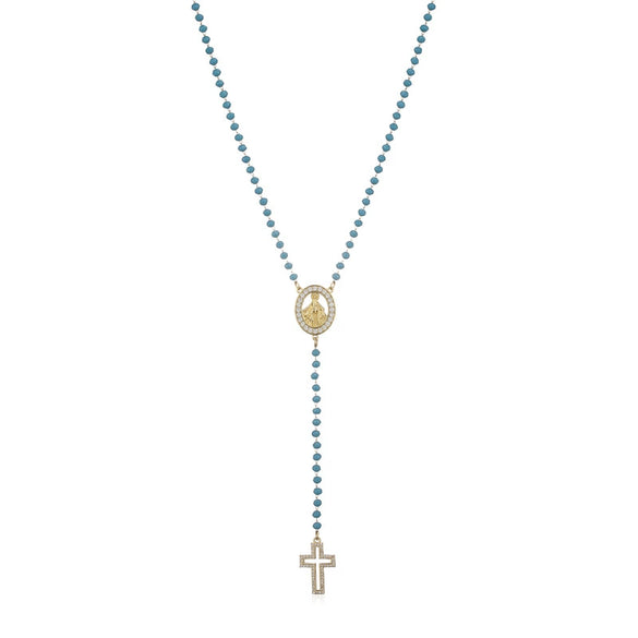 Wholesale Jewelry Stainless Steel Color Stone Virgin Necklace With Geometric Design And Electroplating Treatment
