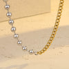 Wholesale Jewelry Stainless Steel Colorblocked Hollow Ball Chain Ot Buckle Electroplated Necklace Bracelet Set For Women