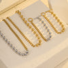 Wholesale Jewelry Stainless Steel Colorblocked Hollow Ball Chain Ot Buckle Electroplated Necklace Bracelet Set For Women