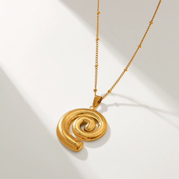 Wholesale Jewelry Stainless Steel Conch Pendant Necklace Women's Geometric Style Electroplated