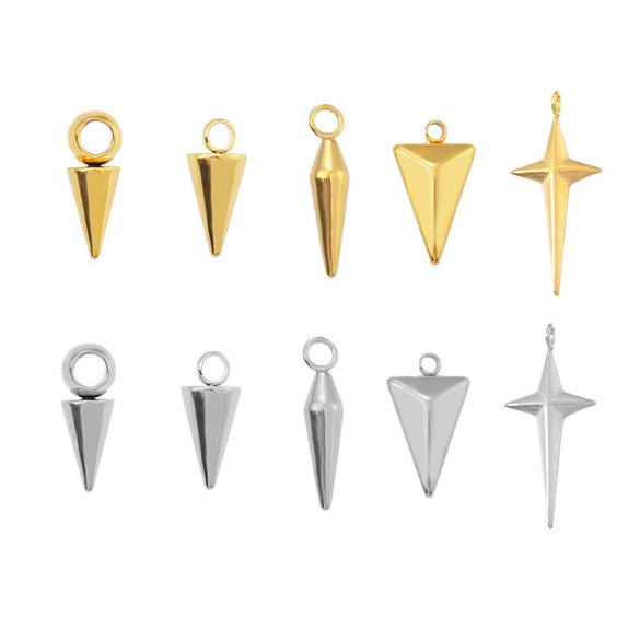 Wholesale Jewelry Stainless Steel Conical Cross Star Pendant Earrings Bracelet Electroplated Geometric Accessories