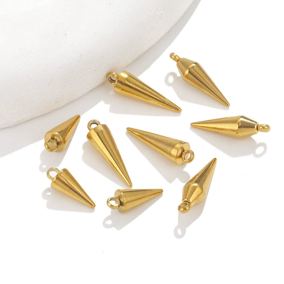 Wholesale Jewelry Stainless Steel Conical Pendant Electroplated Simple Earrings Accessories