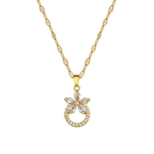 Wholesale Jewelry Stainless Steel Copper Flower Geometric Cartoon Style Electroplating Clavicle Chain Necklace Ring Accessories Unisex
