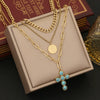 Wholesale Jewelry Stainless Steel Cross Pendant Clavicle Chain With Electroplating
