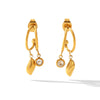 Wholesale Jewelry Stainless Steel Cshaped Geometric Diamond Leaf Pendant Earrings For Women Vacuum Plated