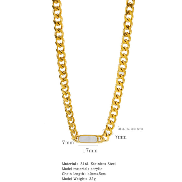 Wholesale Jewelry Stainless Steel Cuban Chain Constellation Geometric Electroplated Necklace Bracelet