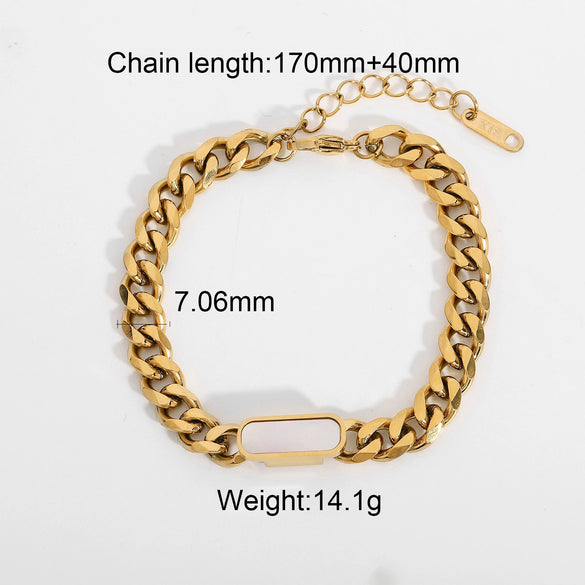 Wholesale Jewelry Stainless Steel Cuban Chain Constellation Geometric Electroplated Necklace Bracelet