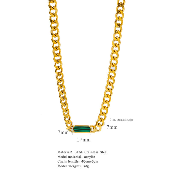 Wholesale Jewelry Stainless Steel Cuban Chain Constellation Geometric Electroplated Necklace Bracelet
