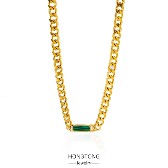Wholesale Jewelry Stainless Steel Cuban Chain Constellation Geometric Electroplated Necklace Bracelet