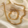 Wholesale Jewelry Stainless Steel Cuban Chain Geometric White Shell Pendant Necklace For Women With Electroplating