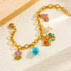 Wholesale Jewelry Stainless Steel Cute Cartoon Oil Drop Happy Rainbow Pendant Electroplating O Chain Women's