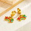 Wholesale Jewelry Stainless Steel Cute Cartoon Oil Drop Happy Rainbow Pendant Electroplating O Chain Women's