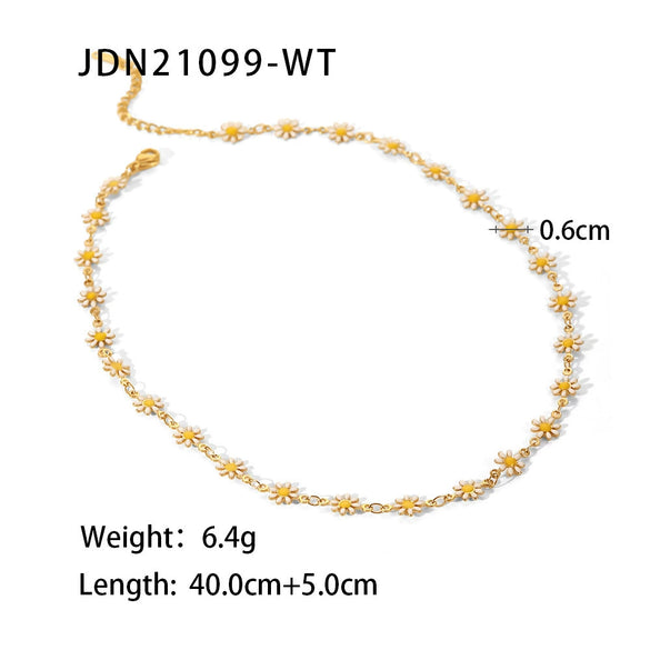 Wholesale Jewelry Stainless Steel Daisy Geometric Necklace With Electroplating