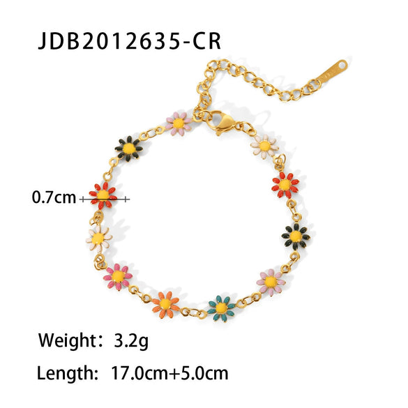 Wholesale Jewelry Stainless Steel Daisy Geometric Necklace With Electroplating