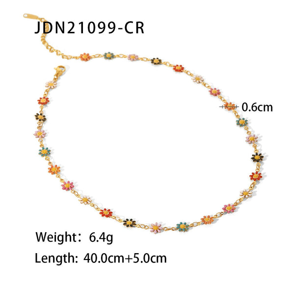Wholesale Jewelry Stainless Steel Daisy Geometric Necklace With Electroplating