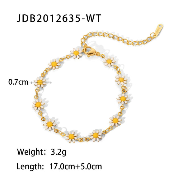 Wholesale Jewelry Stainless Steel Daisy Geometric Necklace With Electroplating