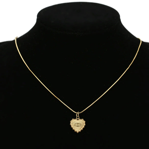 Wholesale Jewelry Stainless Steel Devil's Eye Heart Pendant Gold Electroplated
