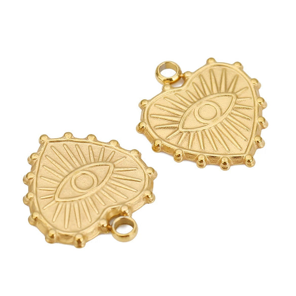 Wholesale Jewelry Stainless Steel Devil's Eye Heart Pendant Gold Electroplated