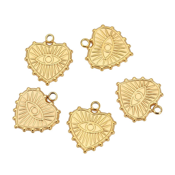Wholesale Jewelry Stainless Steel Devil's Eye Heart Pendant Gold Electroplated