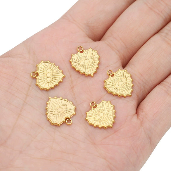 Wholesale Jewelry Stainless Steel Devil's Eye Heart Pendant Gold Electroplated
