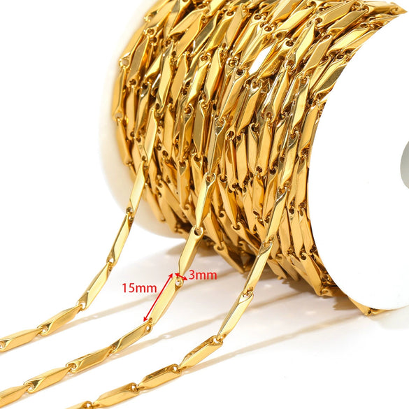 Wholesale Jewelry Stainless Steel Diamond Cross Chain Ball Bead Chain 18K Gold Plated