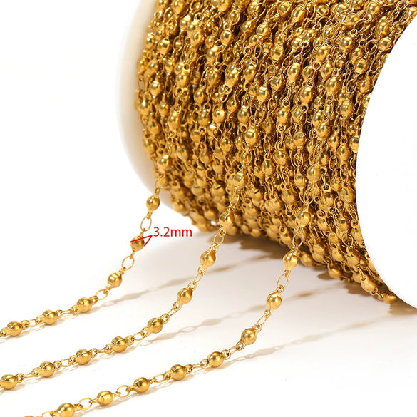 Wholesale Jewelry Stainless Steel Diamond Cross Chain Ball Bead Chain 18K Gold Plated