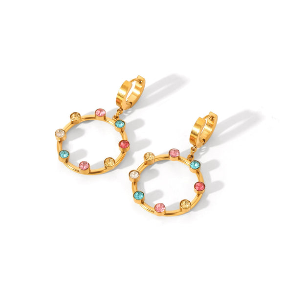 Wholesale Jewelry Stainless Steel Diamond Geometric Style Earrings For Women