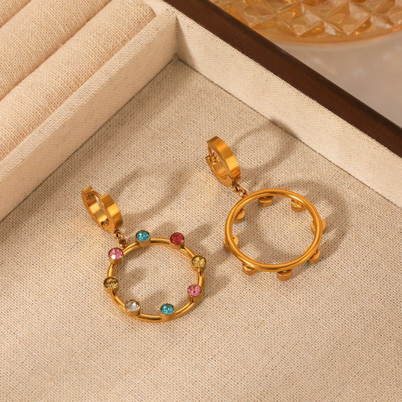 Wholesale Jewelry Stainless Steel Diamond Geometric Style Earrings For Women