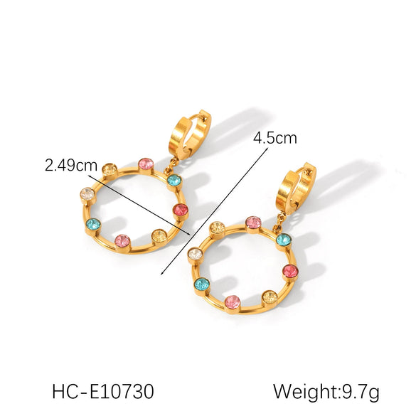 Wholesale Jewelry Stainless Steel Diamond Geometric Style Earrings For Women