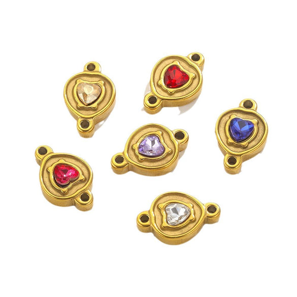Wholesale Jewelry Stainless Steel Double Hole Crystal Connector Fish Pattern Retro Style Titanium Steel Diy Accessories For Necklace And Bracelet