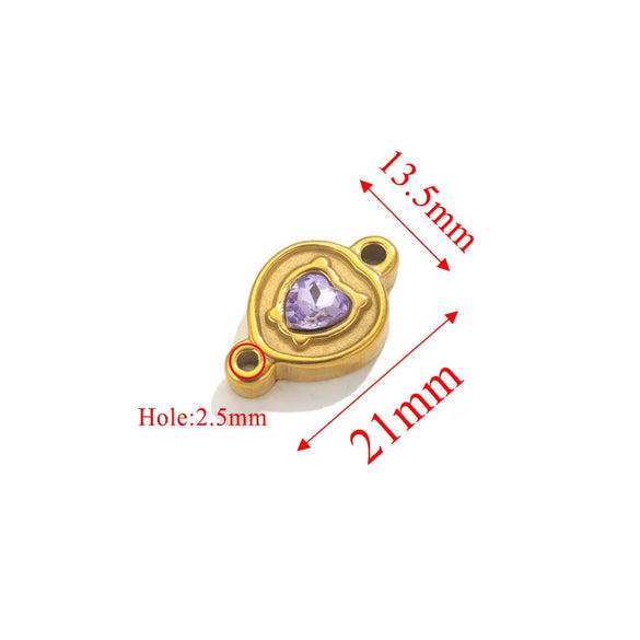 Wholesale Jewelry Stainless Steel Double Hole Crystal Connector Fish Pattern Retro Style Titanium Steel Diy Accessories For Necklace And Bracelet