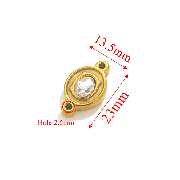 Wholesale Jewelry Stainless Steel Double Hole Crystal Connector Fish Pattern Retro Style Titanium Steel Diy Accessories For Necklace And Bracelet