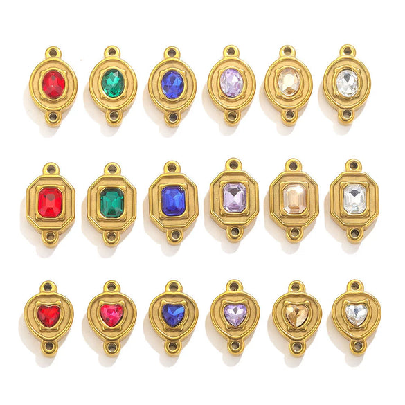 Wholesale Jewelry Stainless Steel Double Hole Crystal Connector Fish Pattern Retro Style Titanium Steel Diy Accessories For Necklace And Bracelet