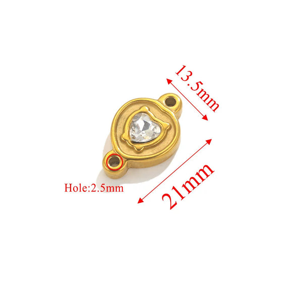 Wholesale Jewelry Stainless Steel Double Hole Crystal Connector Fish Pattern Retro Style Titanium Steel Diy Accessories For Necklace And Bracelet