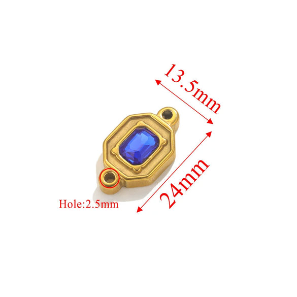 Wholesale Jewelry Stainless Steel Double Hole Crystal Connector Fish Pattern Retro Style Titanium Steel Diy Accessories For Necklace And Bracelet