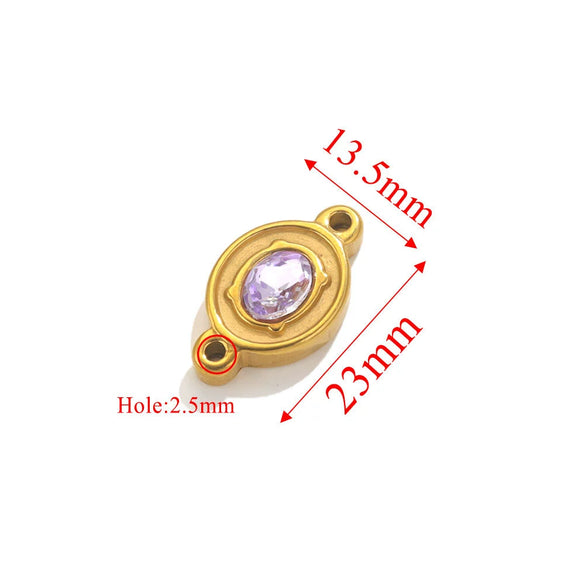 Wholesale Jewelry Stainless Steel Double Hole Crystal Connector Fish Pattern Retro Style Titanium Steel Diy Accessories For Necklace And Bracelet