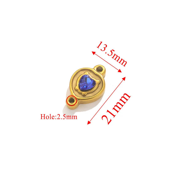 Wholesale Jewelry Stainless Steel Double Hole Crystal Connector Fish Pattern Retro Style Titanium Steel Diy Accessories For Necklace And Bracelet