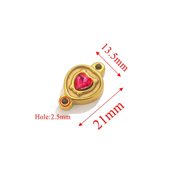 Wholesale Jewelry Stainless Steel Double Hole Crystal Connector Fish Pattern Retro Style Titanium Steel Diy Accessories For Necklace And Bracelet