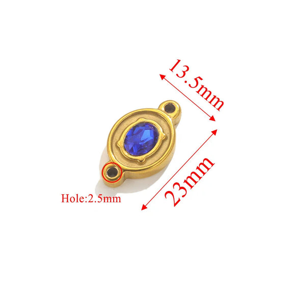 Wholesale Jewelry Stainless Steel Double Hole Crystal Connector Fish Pattern Retro Style Titanium Steel Diy Accessories For Necklace And Bracelet
