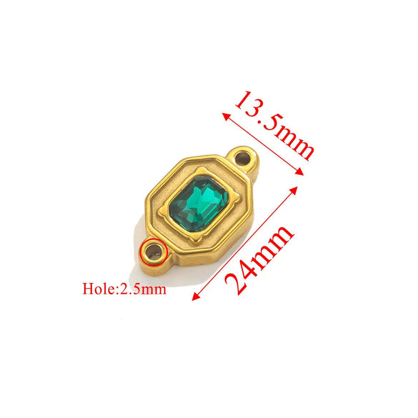 Wholesale Jewelry Stainless Steel Double Hole Crystal Connector Fish Pattern Retro Style Titanium Steel Diy Accessories For Necklace And Bracelet