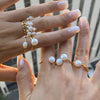 Wholesale Jewelry Stainless Steel Double Layer Hollow Freshwater Pearl Geometric Style Electroplated Ring For Women