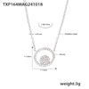 Wholesale Jewelry 316L Stainless Steel Double Round Inlaid Zircon Electroplated Bracelet Necklace Ring Set Simple Style