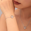 Wholesale Jewelry 316L Stainless Steel Double Round Inlaid Zircon Electroplated Bracelet Necklace Ring Set Simple Style