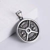 Wholesale Jewelry Stainless Steel Doublesided Doll Pattern Round Pendant Retro Punk Men's Necklace With Electroplating