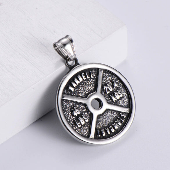 Wholesale Jewelry Stainless Steel Doublesided Doll Pattern Round Pendant Retro Punk Men's Necklace With Electroplating